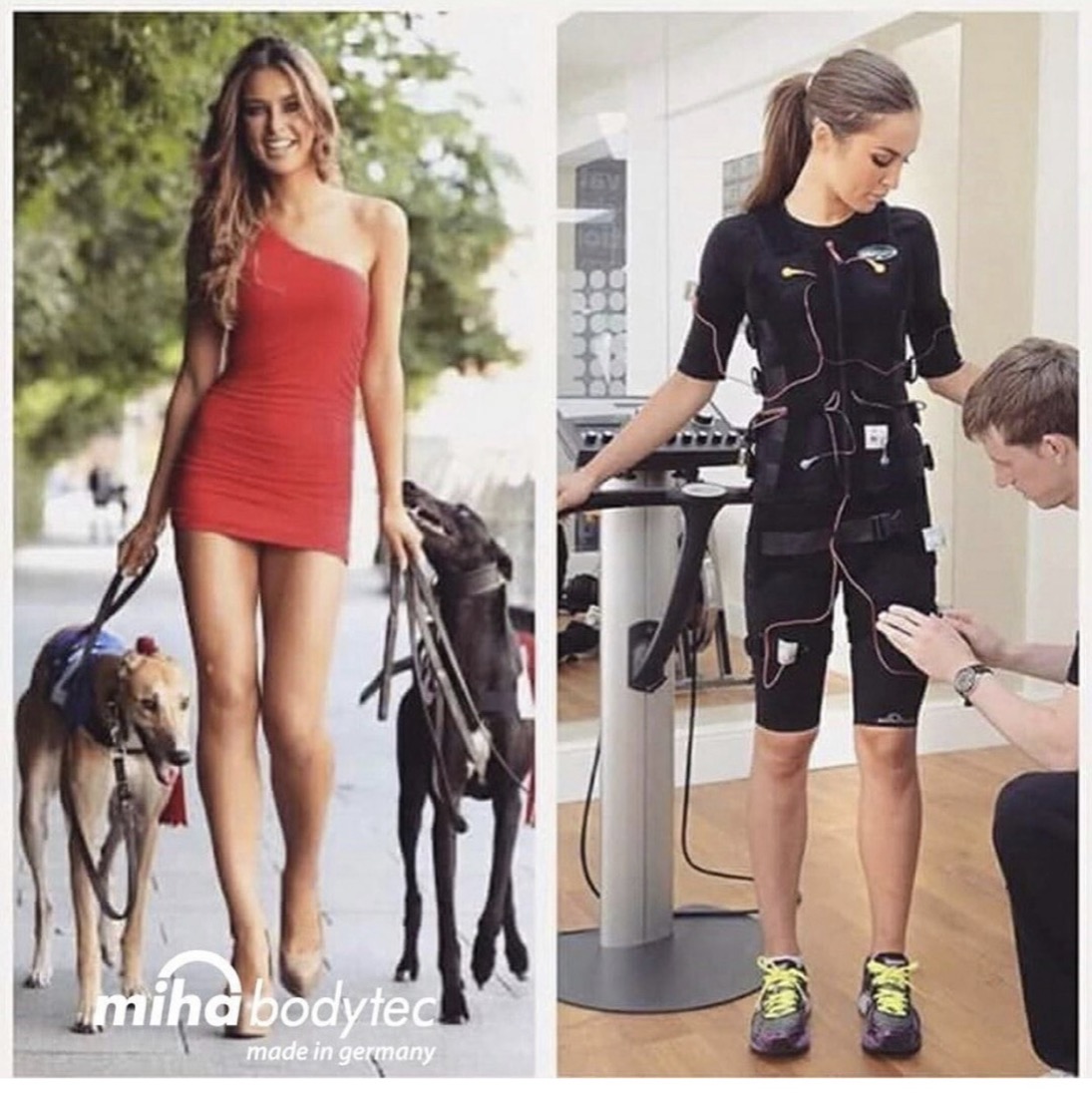 Personnalité en tenue EMS, visuel miha bodytec